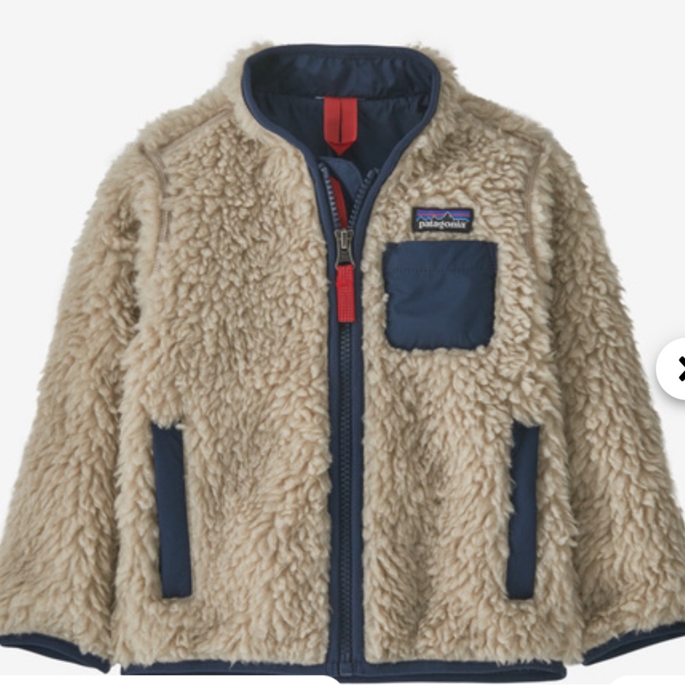 Patagonia Baby Retro-X® Fleece Jacket Size 2T Natural with New Navy